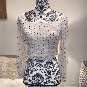 Elegant White Polka Dot Women's Top